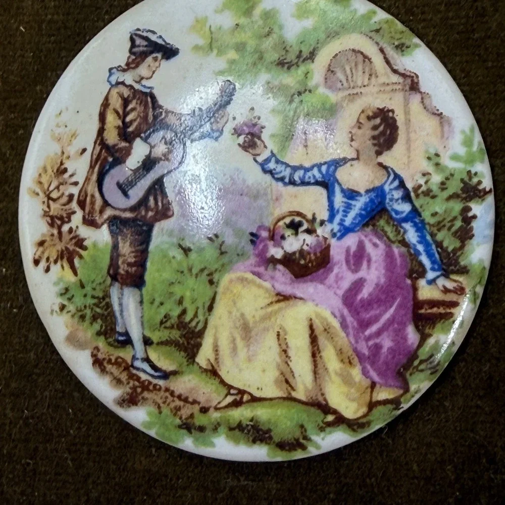 Vintage Fragonard Limoges Style Porcelain Cameo Plaques Gold Frames Set of 4